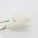 GUCCI Bamboo Shoulder Bag Leather White Silver 001 3870 Auth mr2697-4