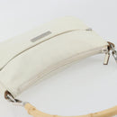 GUCCI Bamboo Shoulder Bag Leather White Silver 001 3870 Auth mr2697-6