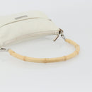 GUCCI Bamboo Shoulder Bag Leather White Silver 001 3870 Auth mr2697-7