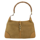 GUCCI Bamboo Shoulder Bag Suede Leather Brown Gold 001 4060 Auth mr2700A-2
