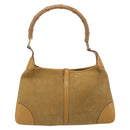 GUCCI Bamboo Shoulder Bag Suede Leather Brown Gold 001 4060 Auth mr2700A-3