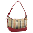 BURBERRY Nova Check Hand Bag Canvas Beige Gold Auth mr2701-1
