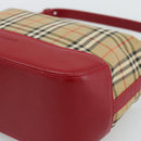 BURBERRY Nova Check Hand Bag Canvas Beige Gold Auth mr2701-9