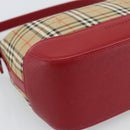 BURBERRY Nova Check Hand Bag Canvas Beige Gold Auth mr2701-14