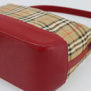 BURBERRY Nova Check Hand Bag Canvas Beige Gold Auth mr2701-15