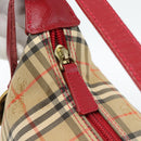 BURBERRY Nova Check Hand Bag Canvas Beige Gold Auth mr2701-18