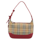 BURBERRY Nova Check Hand Bag Canvas Beige Gold Auth mr2701-13