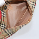 BURBERRY Nova Check Hand Bag Canvas Beige Gold Auth mr2701-22