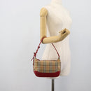 BURBERRY Nova Check Hand Bag Canvas Beige Gold Auth mr2701-23