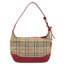 BURBERRY Nova Check Hand Bag Canvas Beige Gold Auth mr2701-2