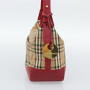 BURBERRY Nova Check Hand Bag Canvas Beige Gold Auth mr2701-3