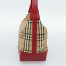 BURBERRY Nova Check Hand Bag Canvas Beige Gold Auth mr2701-4