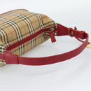 BURBERRY Nova Check Hand Bag Canvas Beige Gold Auth mr2701-7