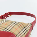 BURBERRY Nova Check Hand Bag Canvas Beige Gold Auth mr2701-8