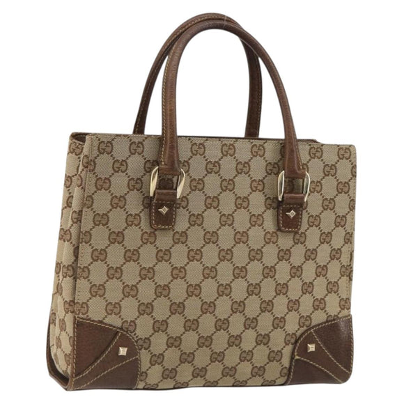 GUCCI GG Canvas Hand Bag Beige Gold 120895 Auth mr2703