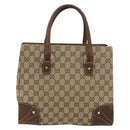 GUCCI GG Canvas Hand Bag Beige Gold 120895 Auth mr2703-2