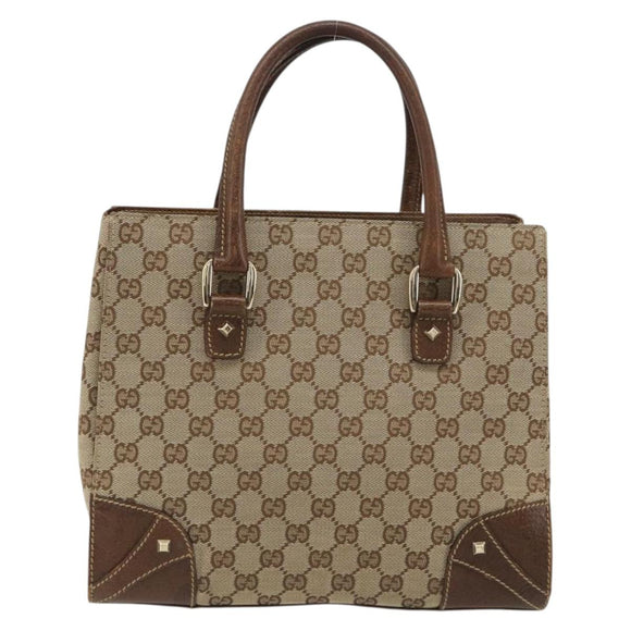 GUCCI GG Canvas Hand Bag Beige Gold 120895 Auth mr2703