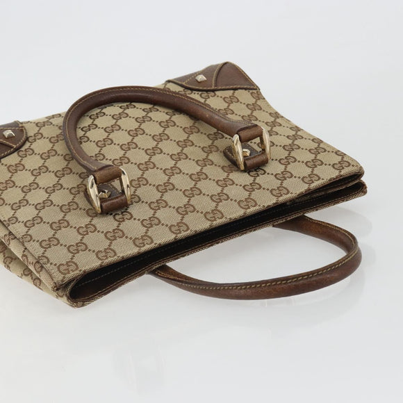 GUCCI GG Canvas Hand Bag Beige Gold 120895 Auth mr2703