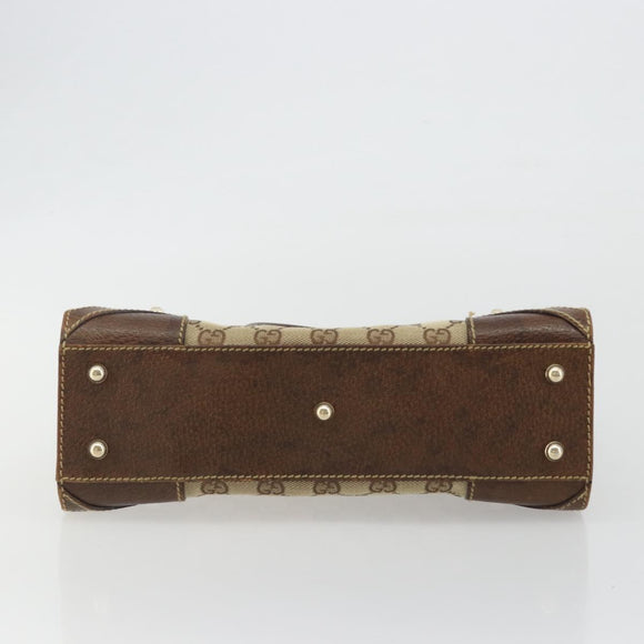 GUCCI GG Canvas Hand Bag Beige Gold 120895 Auth mr2703