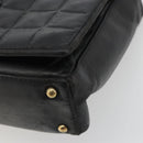 CHANEL Choco Bar Line Shoulder Bag Leather Black Silver CC Auth mr2705-10