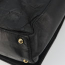 CHANEL Choco Bar Line Shoulder Bag Leather Black Silver CC Auth mr2705-12