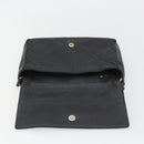 CHANEL Choco Bar Line Shoulder Bag Leather Black Silver CC Auth mr2705-15