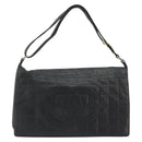 CHANEL Choco Bar Line Shoulder Bag Leather Black Silver CC Auth mr2705-2