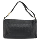 CHANEL Choco Bar Line Shoulder Bag Leather Black Silver CC Auth mr2705-3