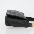 CHANEL Choco Bar Line Shoulder Bag Leather Black Silver CC Auth mr2705-4