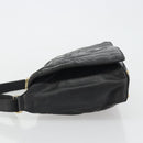 CHANEL Choco Bar Line Shoulder Bag Leather Black Silver CC Auth mr2705-5