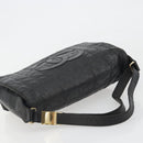CHANEL Choco Bar Line Shoulder Bag Leather Black Silver CC Auth mr2705-6