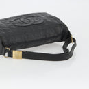 CHANEL Choco Bar Line Shoulder Bag Leather Black Silver CC Auth mr2705-7