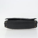 CHANEL Choco Bar Line Shoulder Bag Leather Black Silver CC Auth mr2705-9