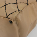 CHANEL Wild Stitch Hand Bag Leather Perfo Beige Gold CC Auth mr2706-11