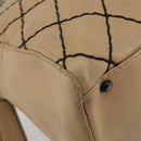 CHANEL Wild Stitch Hand Bag Leather Perfo Beige Gold CC Auth mr2706-12