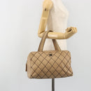 CHANEL Wild Stitch Hand Bag Leather Perfo Beige Gold CC Auth mr2706-25