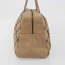 CHANEL Wild Stitch Hand Bag Leather Perfo Beige Gold CC Auth mr2706-4