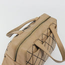CHANEL Wild Stitch Hand Bag Leather Perfo Beige Gold CC Auth mr2706-6