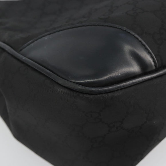 GUCCI GG Canvas Shoulder Bag Nylon Black Gold 257265 Auth mr2707A