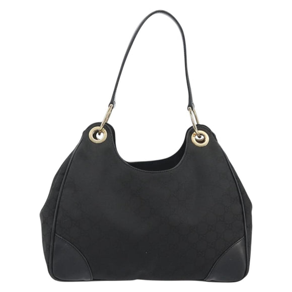 GUCCI GG Canvas Shoulder Bag Nylon Black Gold 257265 Auth mr2707A