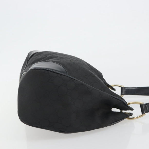GUCCI GG Canvas Shoulder Bag Nylon Black Gold 257265 Auth mr2707A