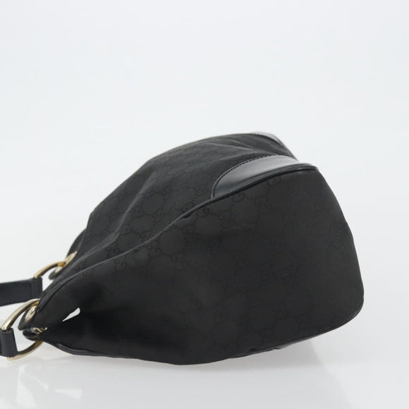 GUCCI GG Canvas Shoulder Bag Nylon Black Gold 257265 Auth mr2707A