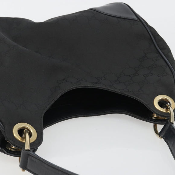 GUCCI GG Canvas Shoulder Bag Nylon Black Gold 257265 Auth mr2707A