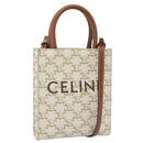 CELINE Triomphe Vertical Cabas Mini Bag Leather 2way Beige Gold Auth mr2709V-1