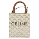 CELINE Triomphe Vertical Cabas Mini Bag Leather 2way Beige Gold Auth mr2709V-13