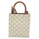 CELINE Triomphe Vertical Cabas Mini Bag Leather 2way Beige Gold Auth mr2709V-2