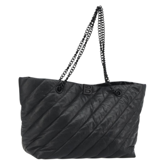 BALENCIAGA Crash Shoulder Bag Leather Black 777856 Auth mr2710V