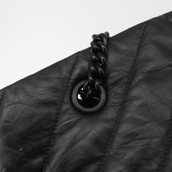 BALENCIAGA Crash Shoulder Bag Leather Black 777856 Auth mr2710V
