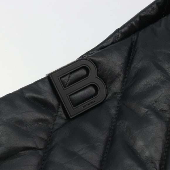 BALENCIAGA Crash Shoulder Bag Leather Black 777856 Auth mr2710V