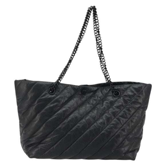 BALENCIAGA Crash Shoulder Bag Leather Black 777856 Auth mr2710V